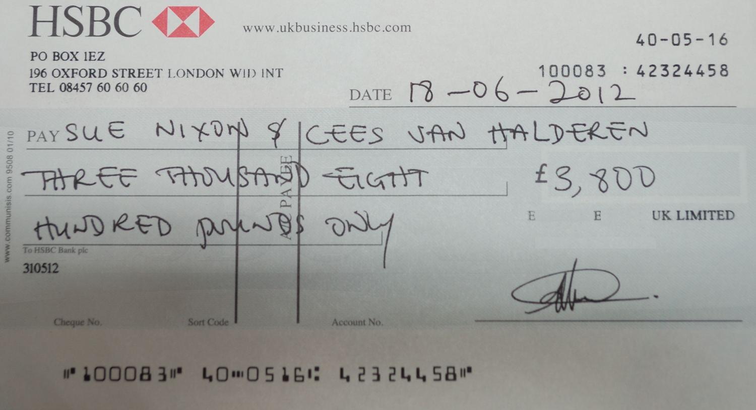 How to write british cheque
